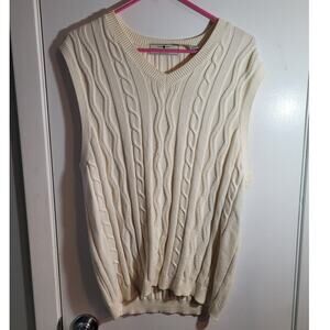 VINTAGE 1990s John Ashford Sweater Vest M Cotton Braided Knit Retro Golf Preppy